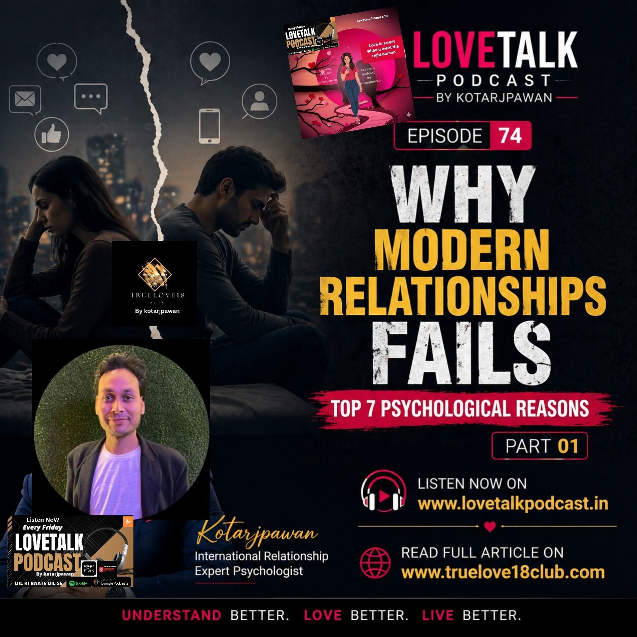 English Why modern Relationship Fails part 01 Top 7 psychological Reasons English Episode 74 Lovetalk podcast by Kotarjpawan